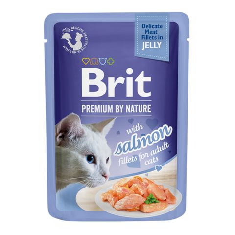 BRIT Premium by Nature Delicate File, Somon, plic hrană umedă pisici, (în aspic), 85g