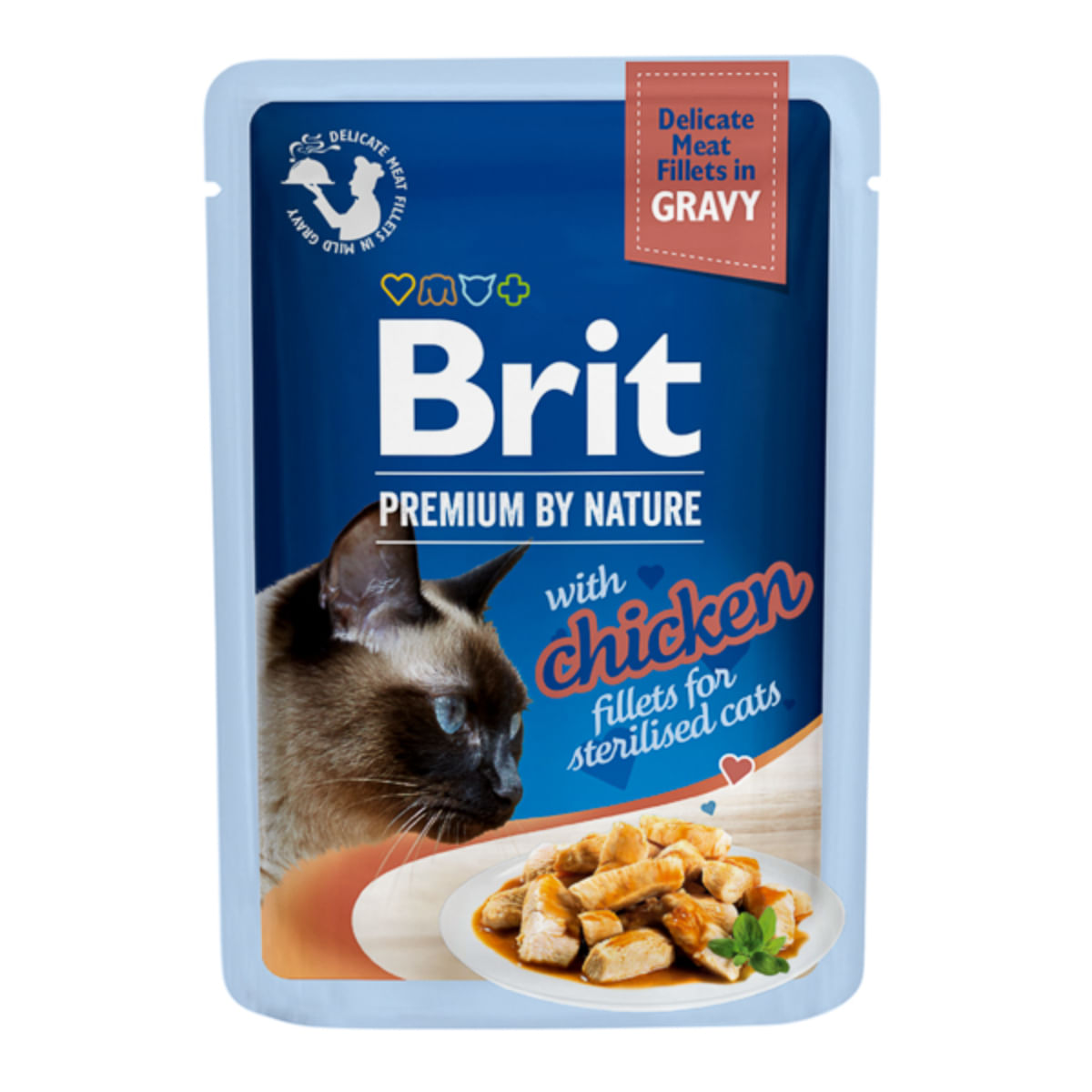 BRIT Premium by Nature Delicate Sterilised File, Pui, plic hrană umedă pisici sterilizate, (în sos), 85g