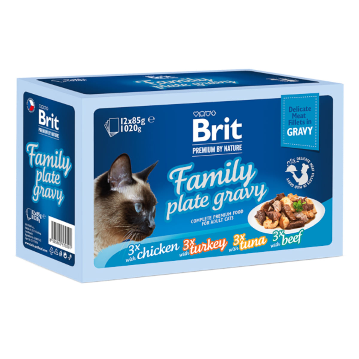 BRIT Premium by Nature Delicate Family Plate, Carne, cutie hrană umedă pisici, (în sos), multipack, 85g x 12buc