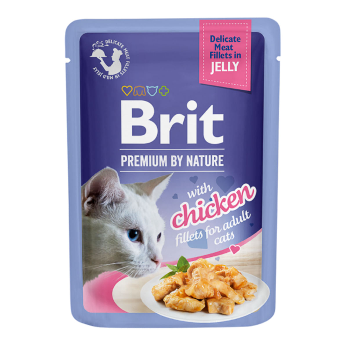 BRIT Premium by Nature Delicate File, Pui, plic hrană umedă pisici, (în aspic), 85g