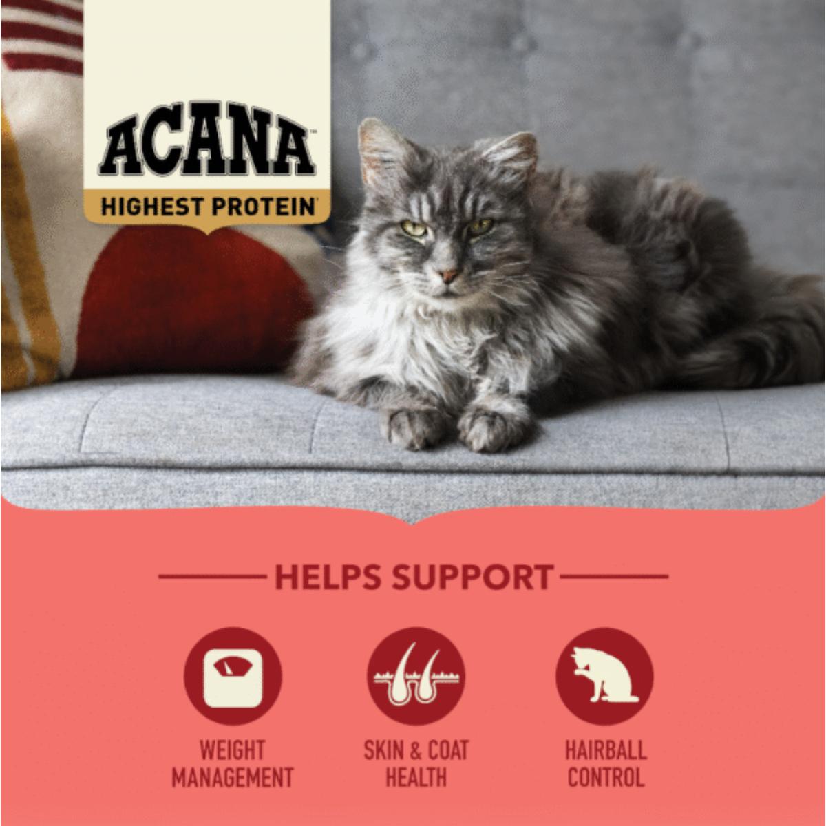 ACANA High Protein Indoor, Pui și Somon, hrană uscată fără cereale pisici, 4.5kg