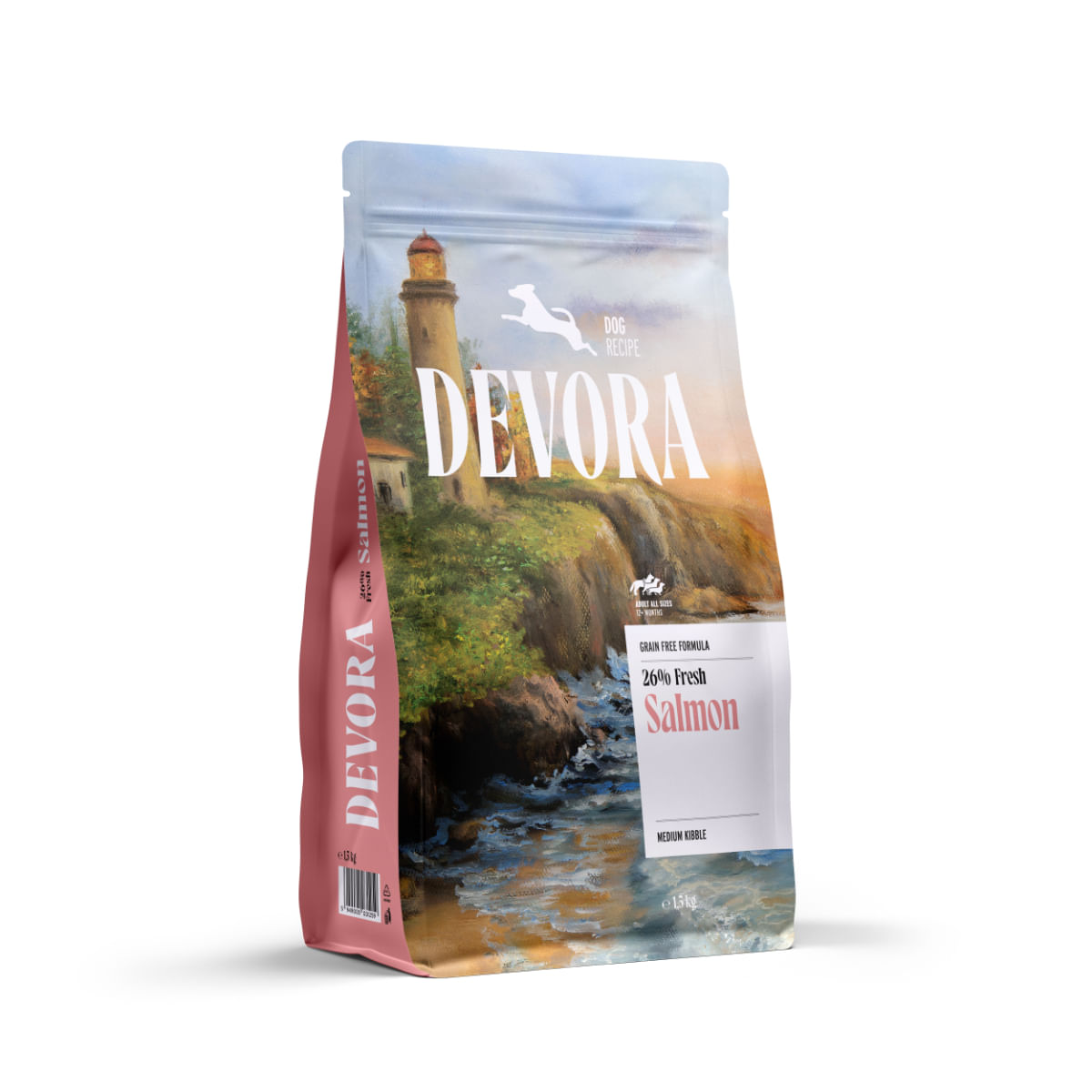 DEVORA Monoprotein, XS-XL, Somon, hrană uscată monoproteică fără cereale câini, 1.5kg