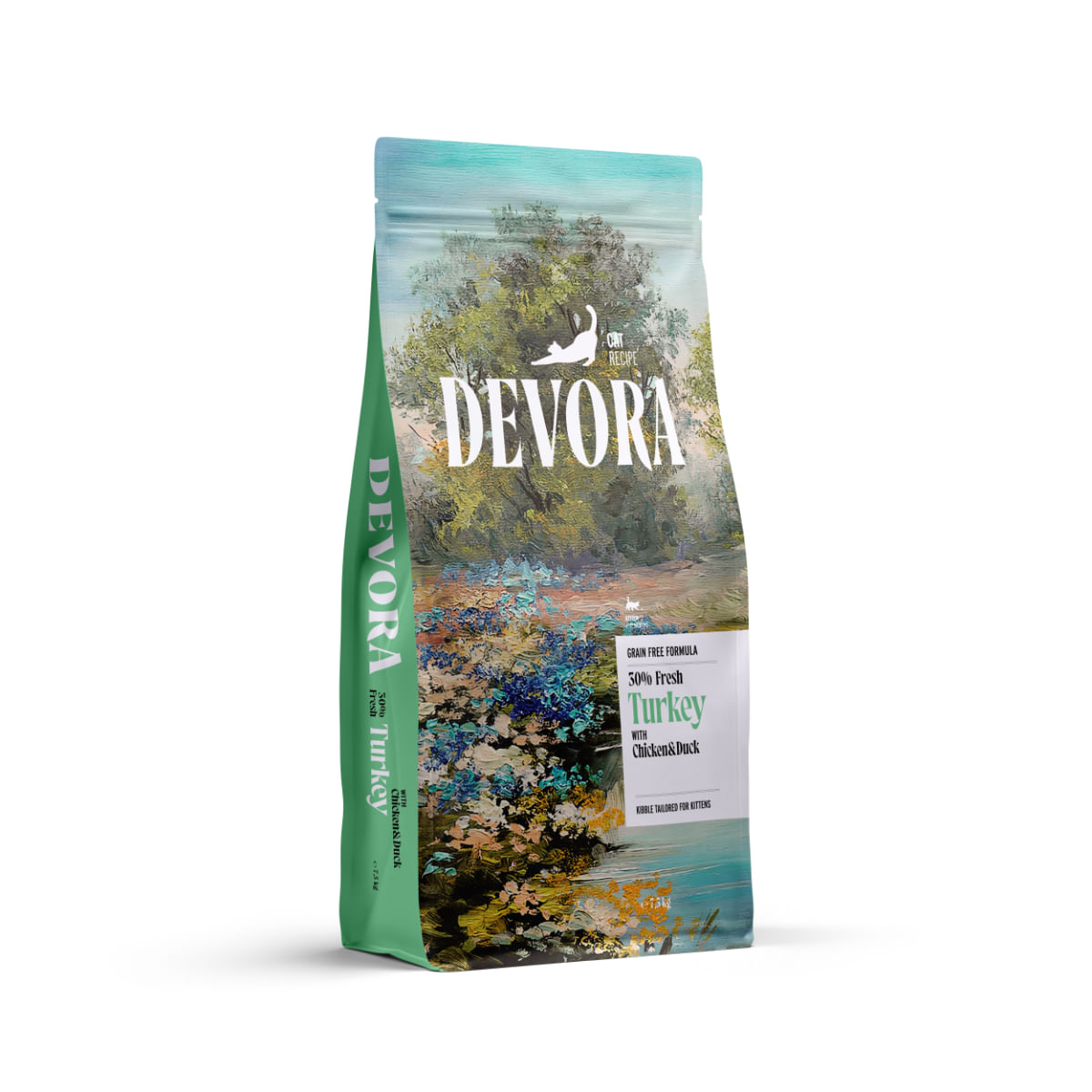DEVORA Kitten, Curcan și Pui, hrană uscată fără cereale pisici junior, 7.5kg