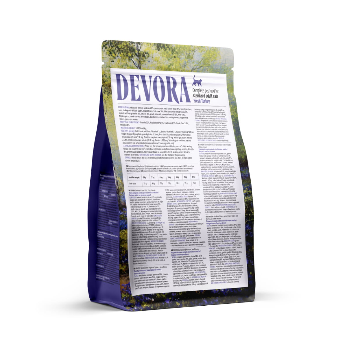 DEVORA Sterilised, Pui și Curcan, hrană uscată fără cereale pisici sterilizate, 400g