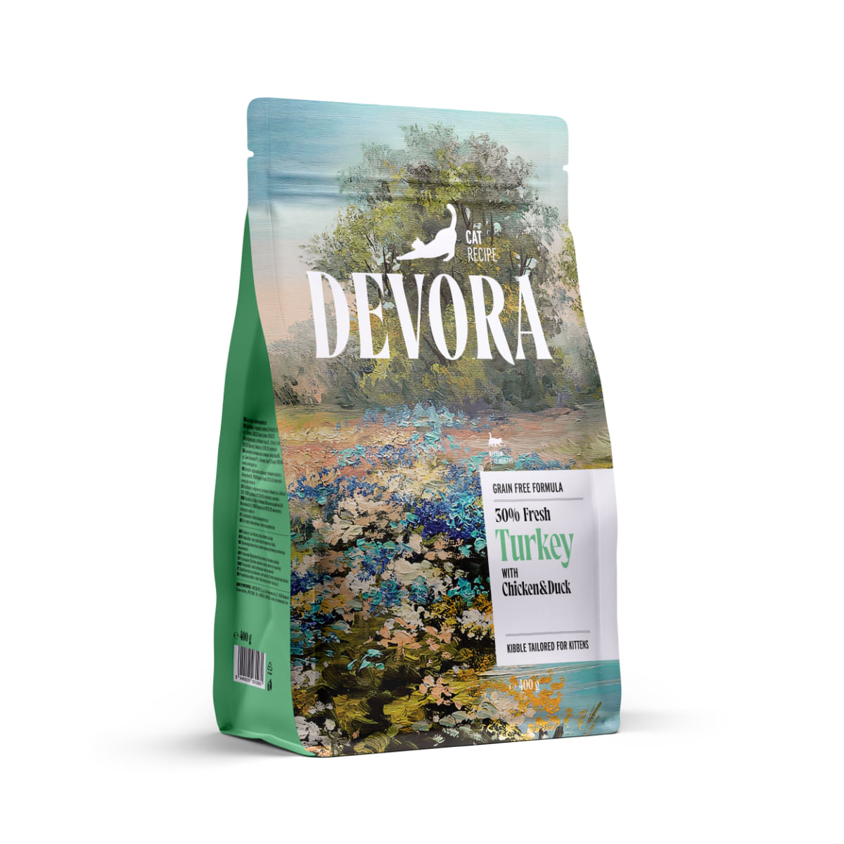 DEVORA Kitten, Curcan și Pui, hrană uscată fără cereale pisici junior, 400g