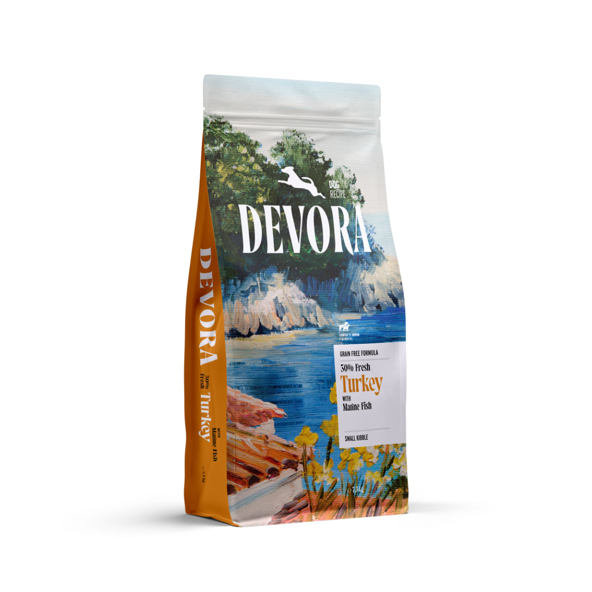 DEVORA Starter &amp; Junior, XS-XL, Curcan și Hering, hrană uscată fără cereale câini junior, 7.5kg