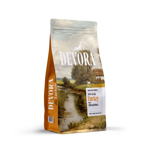 DEVORA, Curcan și Rață, hrană uscată fără cereale pisici, 2kg