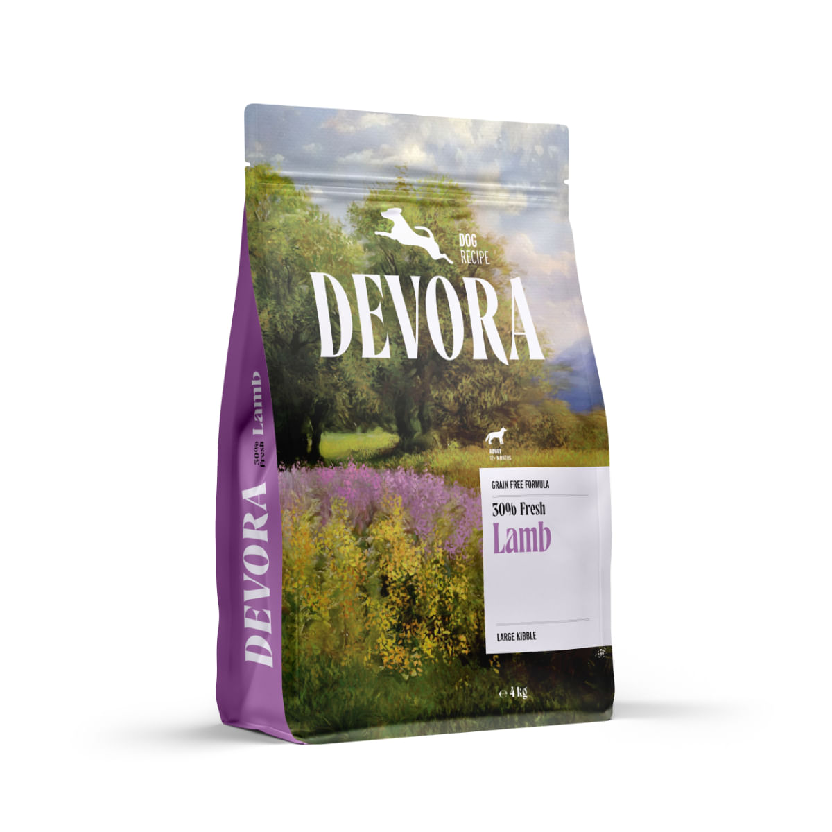 DEVORA Large Breeds, L-XL, Miel, hrană uscată monoproteică fără cereale câini, 4kg