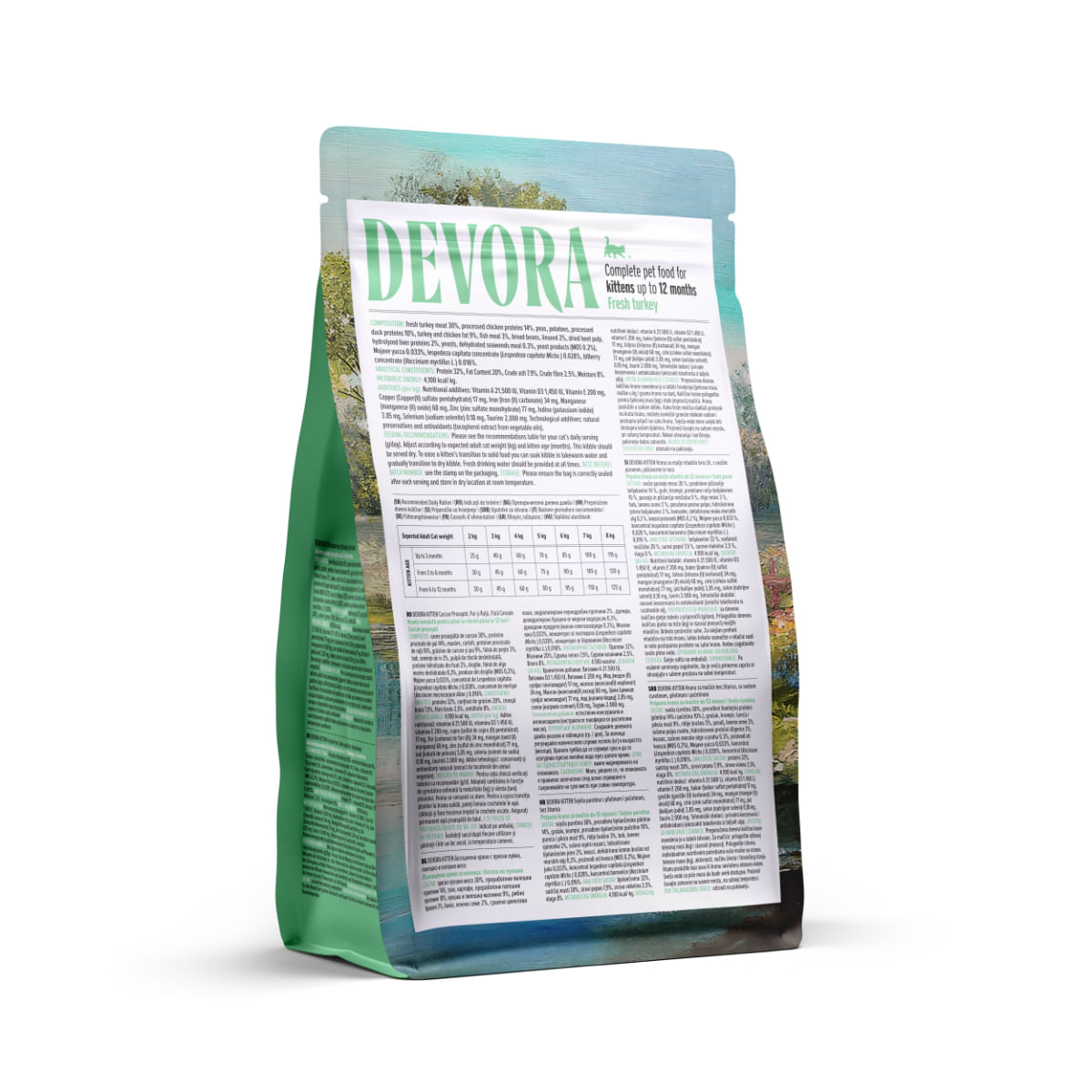 DEVORA Kitten, Curcan și Pui, hrană uscată fără cereale pisici junior, 400g