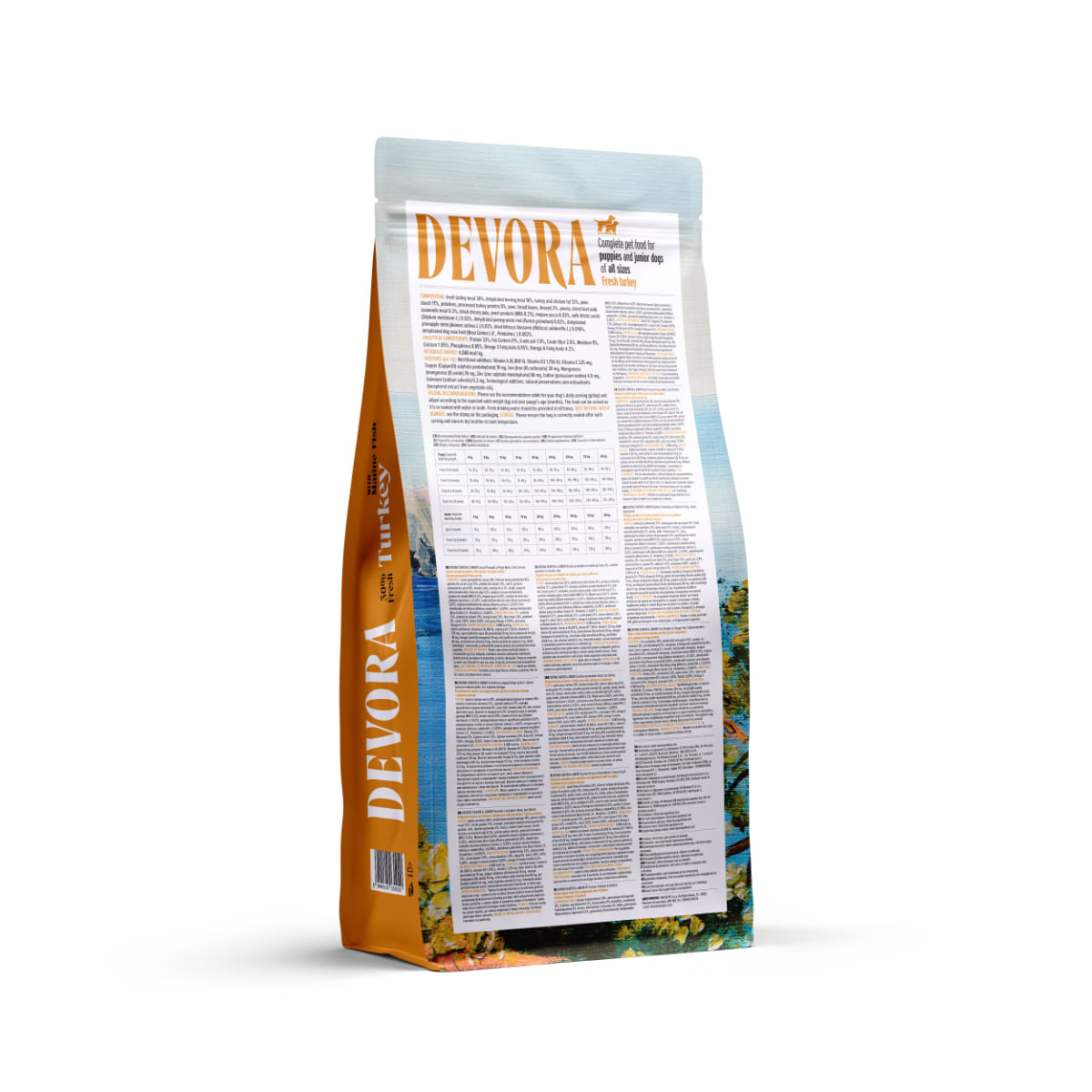 DEVORA Starter &amp; Junior, XS-XL, Curcan și Hering, hrană uscată fără cereale câini junior, 7.5kg