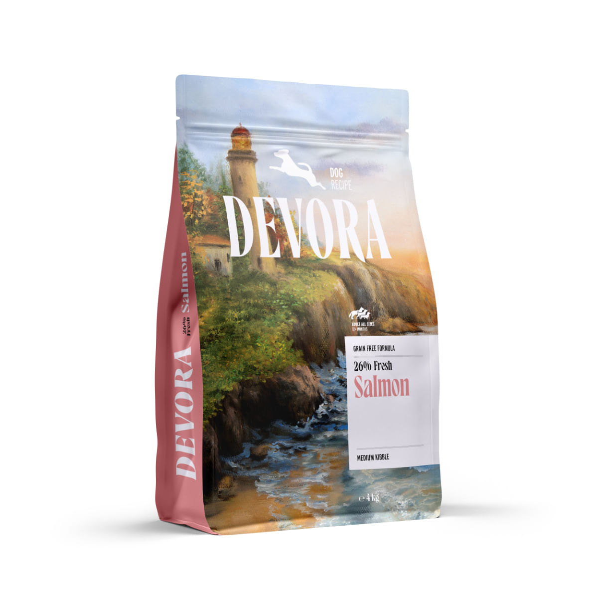 DEVORA Monoprotein, XS-XL, Somon, hrană uscată monoproteică fără cereale câini, 4kg