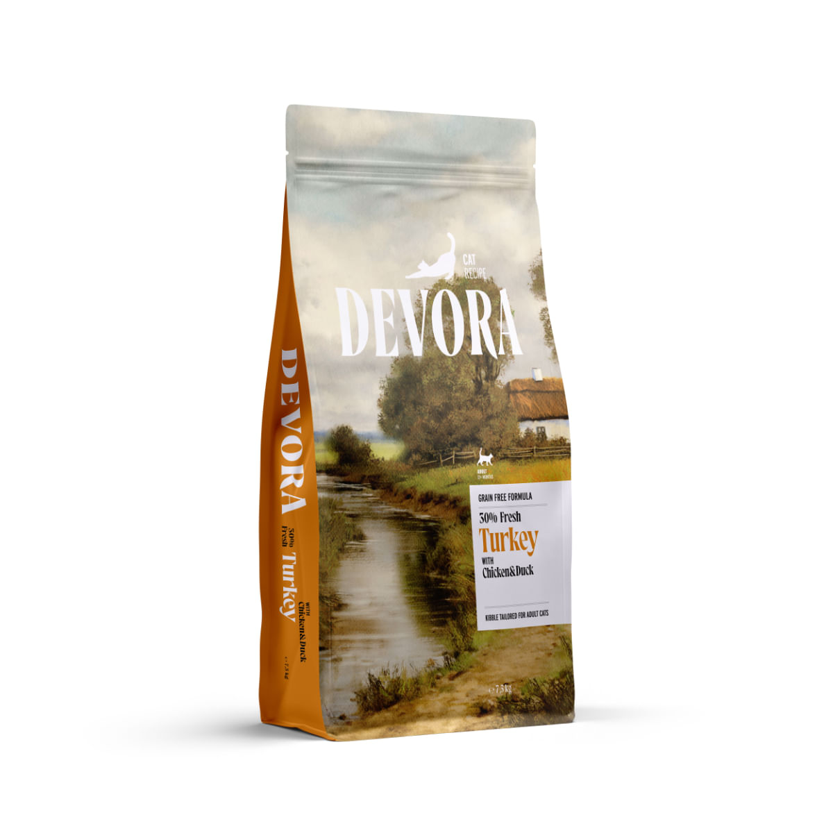 DEVORA, Curcan și Rață, hrană uscată fără cereale pisici, 7.5kg