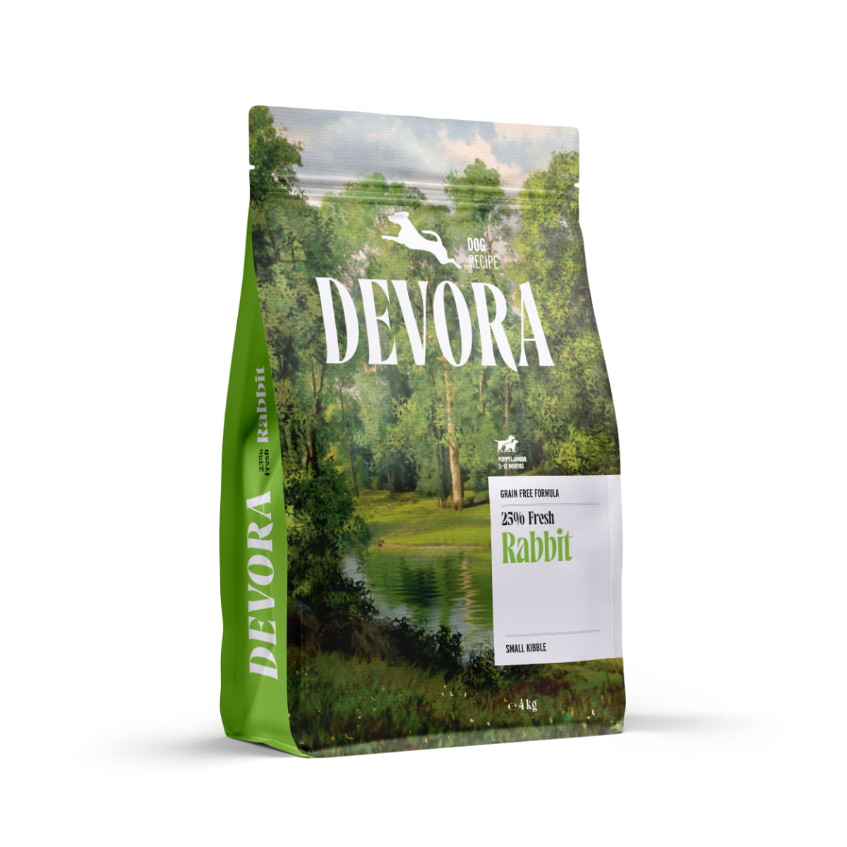 DEVORA Puppy Medium&amp;Large, M-XL, Iepure, hrană uscată monoproteică fără cereale câini junior, 4kg
