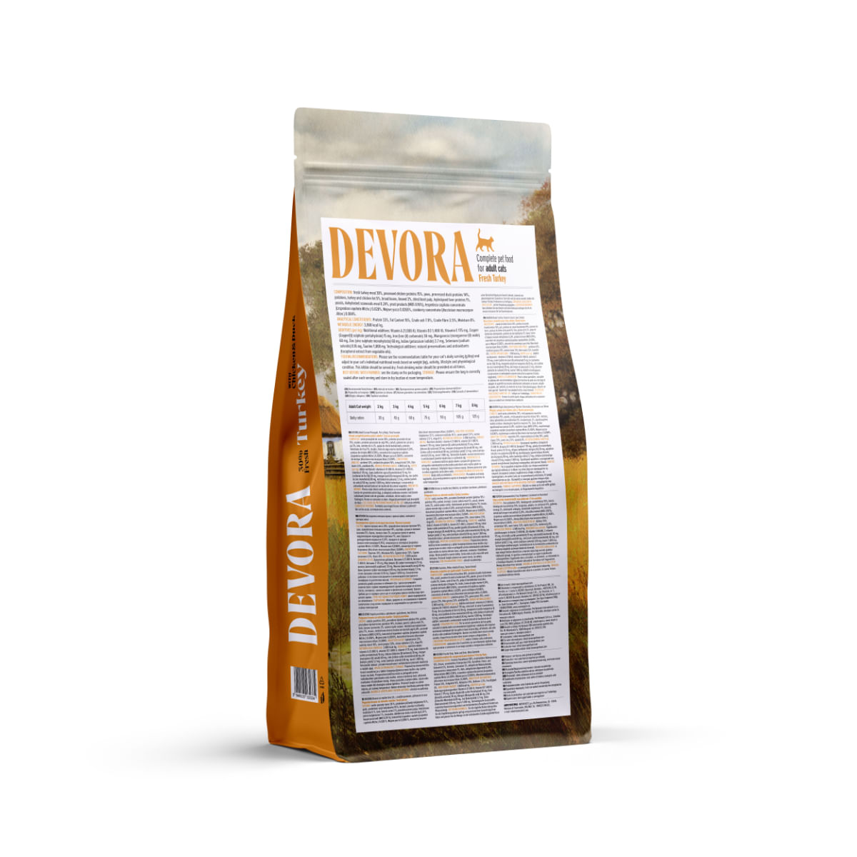 DEVORA, Curcan și Rață, hrană uscată fără cereale pisici, 7.5kg