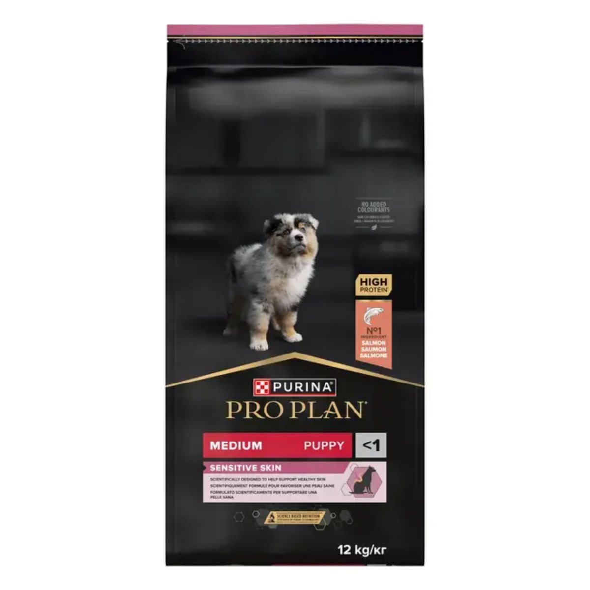 PURINA Pro Plan Sensitive Skin Medium Puppy, M, Somon, hrană uscată câini junior, piele &amp; blană, 12kg