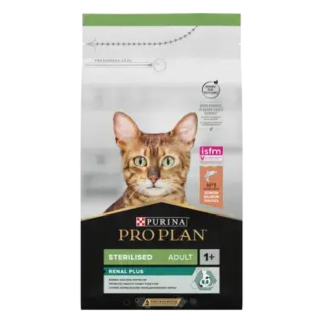 PURINA Pro Plan Renal Plus Sterilised, Somon, hrană uscată pisici sterilizate, 10kg