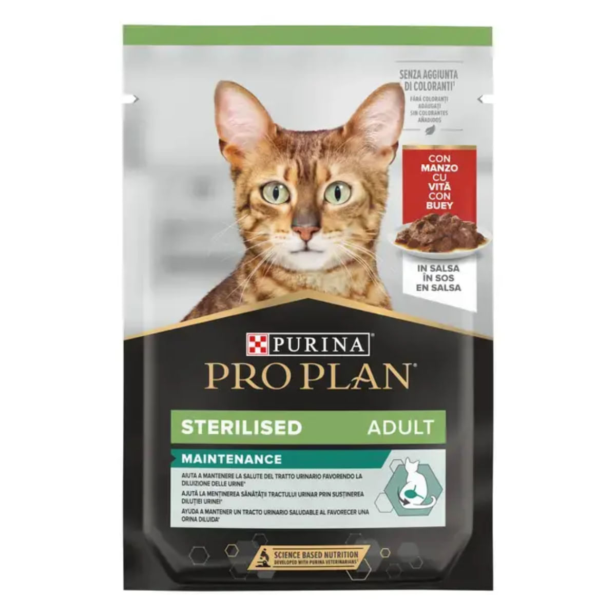 PURINA Pro Plan Sterilised Maintenance , Vită, plic hrană umedă pisici sterilizate, (în sos), bax, 85g x 26buc