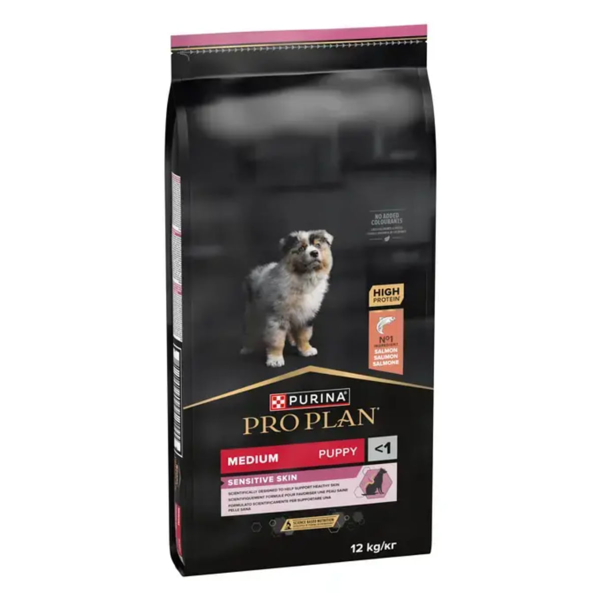 PURINA Pro Plan Sensitive Skin Medium Puppy, M, Somon, hrană uscată câini junior, piele &amp; blană, 12kg