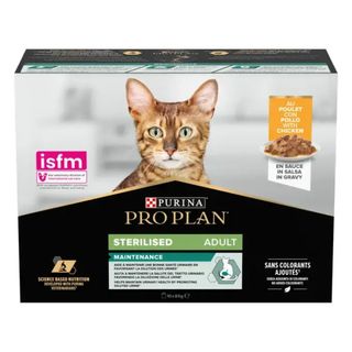 PURINA Pro Plan Sterilised Maintenance, Pui, plic hrană umedă pisici sterilizate, (în sos), bax, 85g x10buc