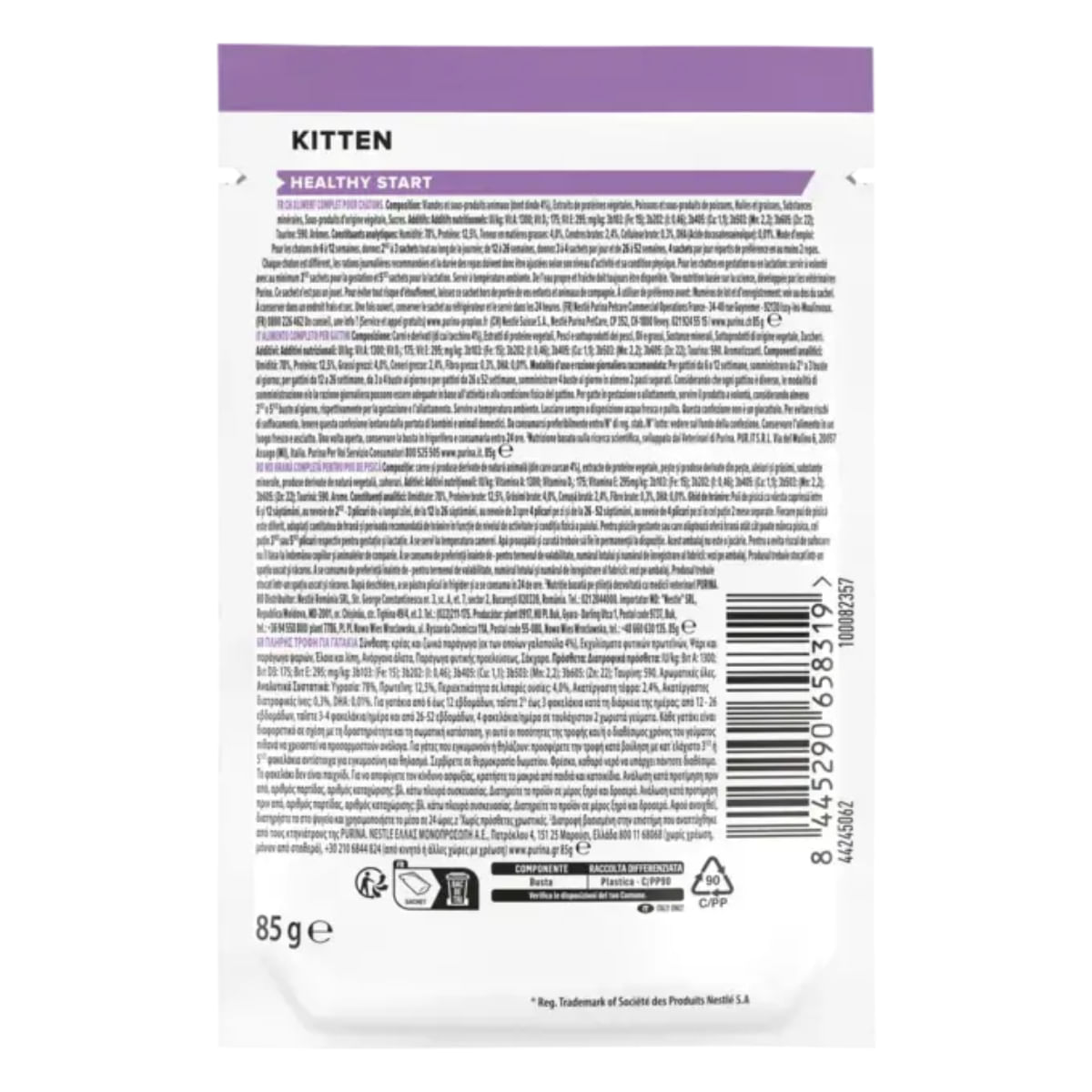 PURINA Pro Plan Healthy Start Kitten, Curcan, plic hrană umedă pisici junior, (în sos), 85g