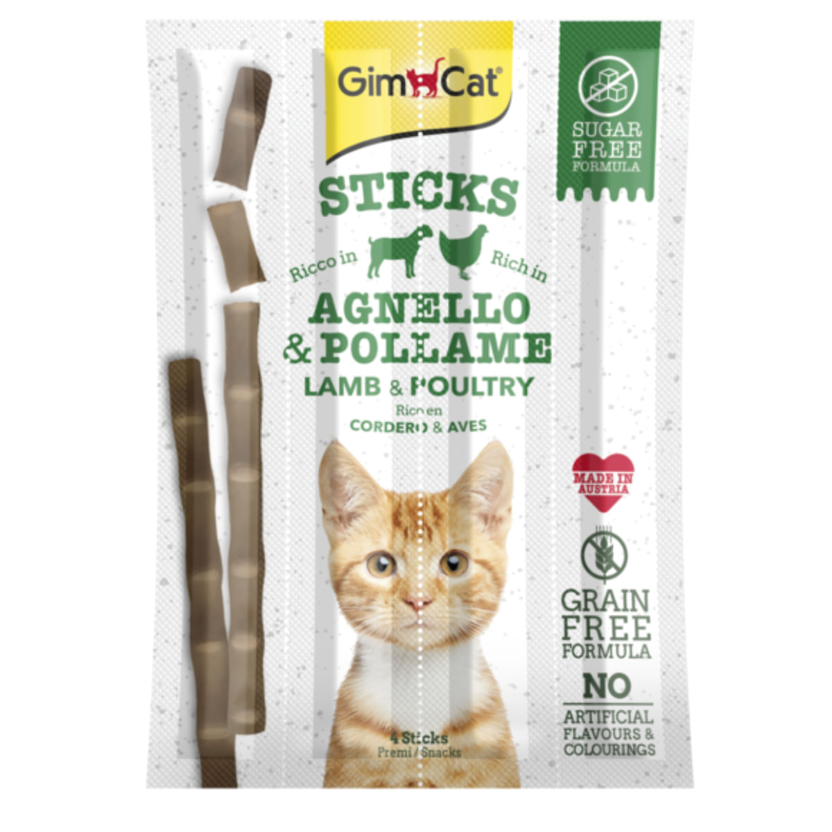 GIMCAT Sticks, Miel și Pasăre, punguță recompense fără cereale pisici, 20g