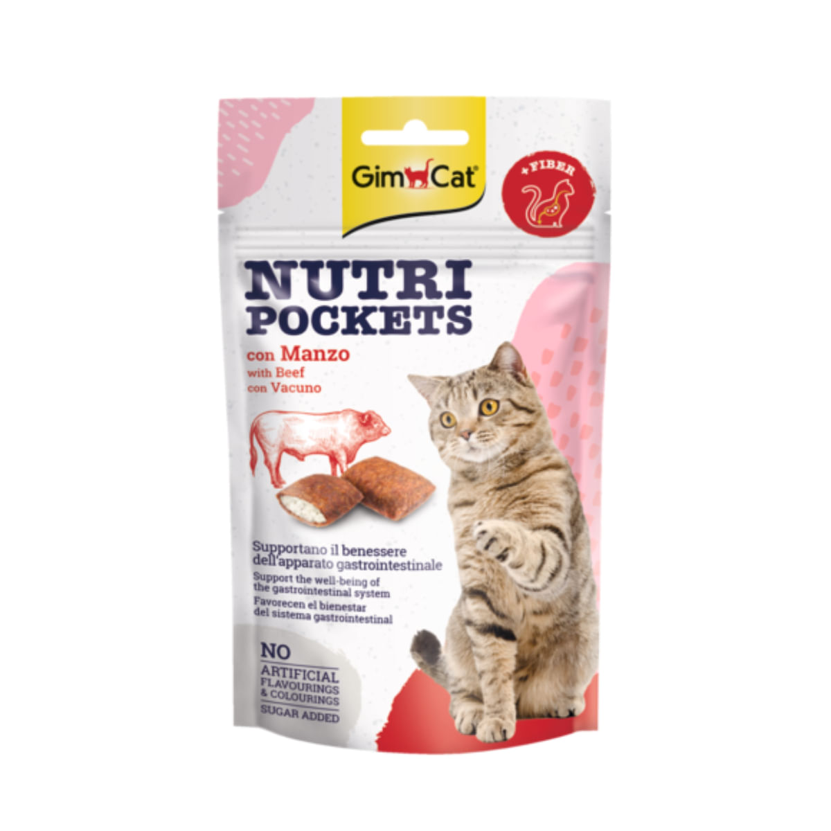 GIMCAT Nutri Pockets Vita&amp;Malt, Vită, punguță recompense funcționale pisici, 60g