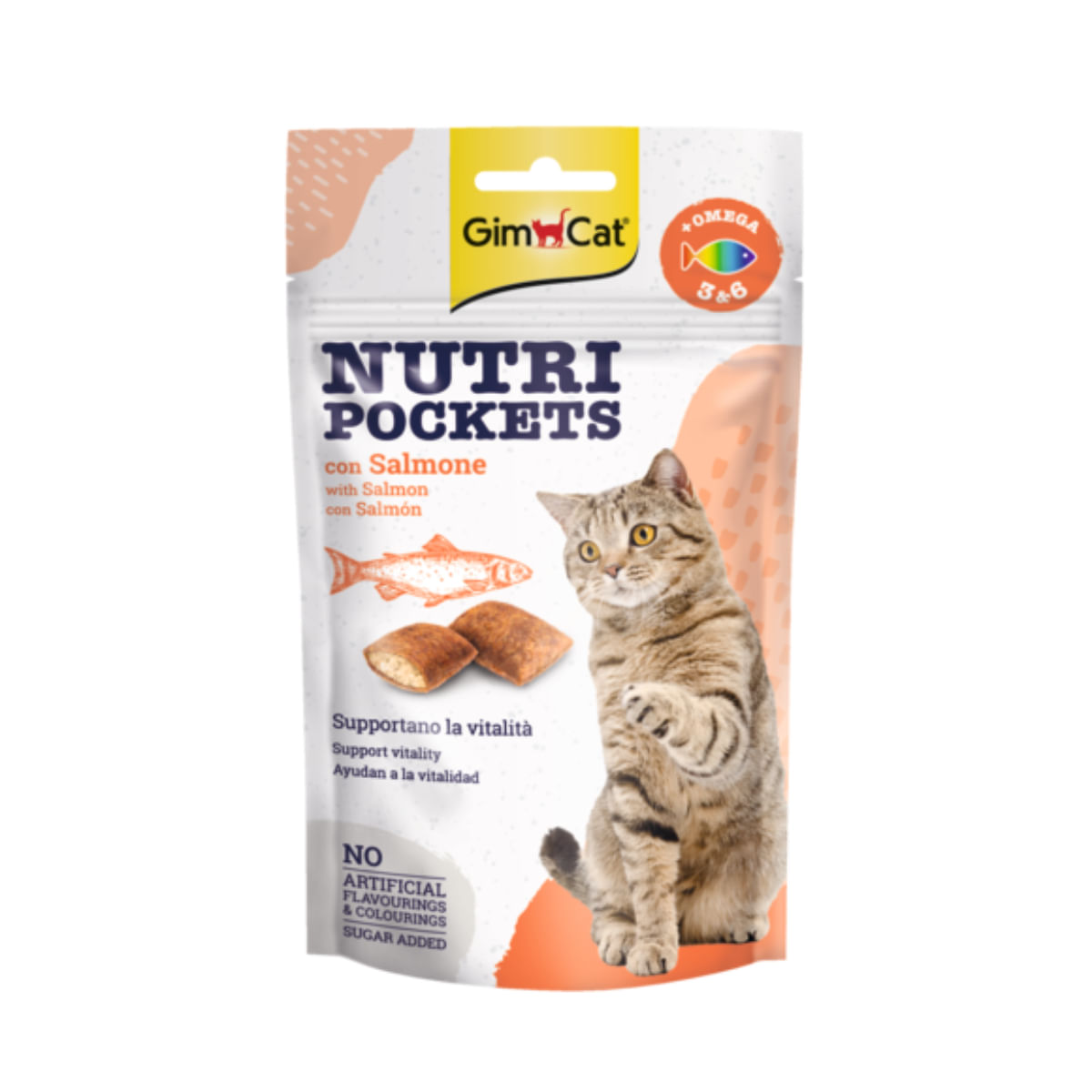 GIMCAT Nutri Pockets, Somon, punguță recompense pisici, 60g