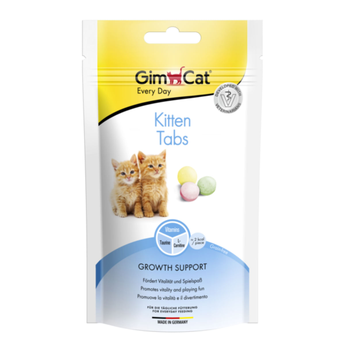 GIMCAT Kitten Tabs, punguță recompense funcționale pisici junior, 40g