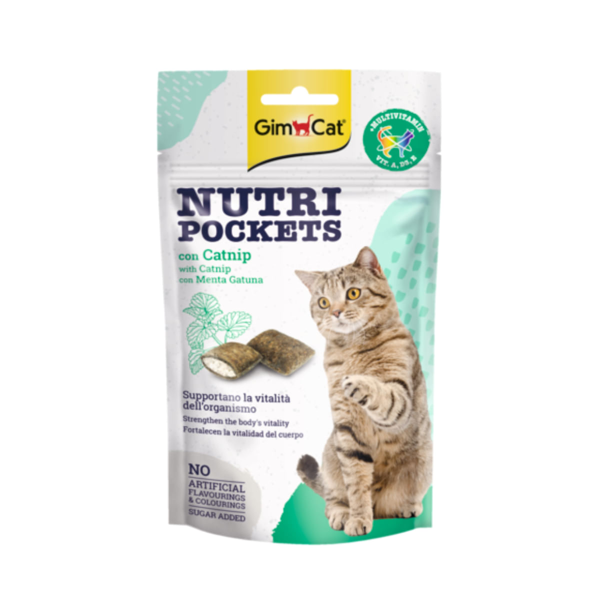 GIMCAT Nutri Pockets Iarba Pisicii, Catnip, punguță recompense funcționale pisici, 60g
