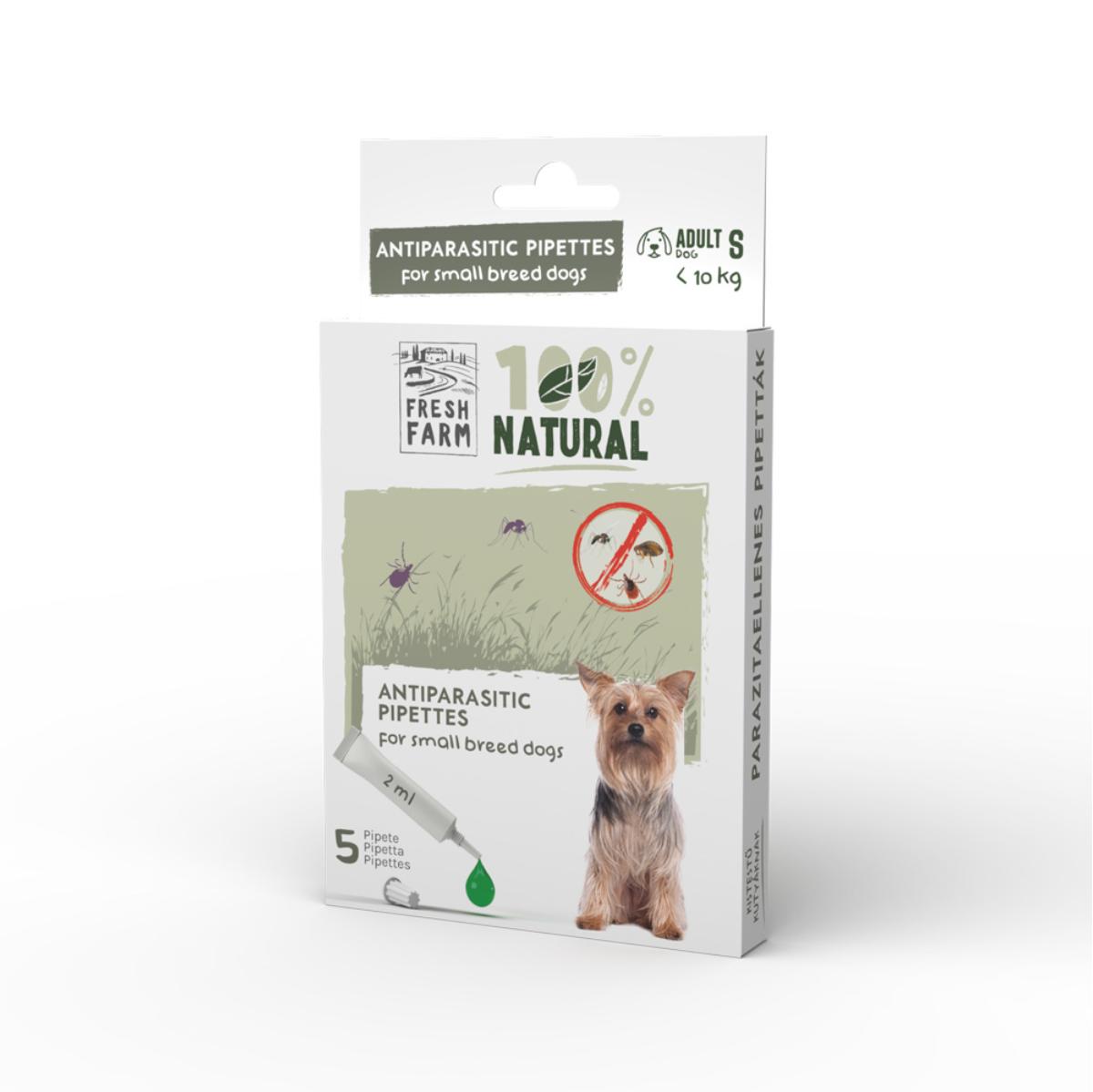 FRESH FARM, deparazitare externă naturală câini, pipetă repelentă FRESH FARM, deparazitare externă naturală câini, XS-S, pipetă repelentă, 2ml x 5buc