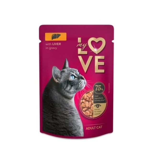 MY LOVE, Ficat, plic hrană umedă pisici, (în sos), 85g