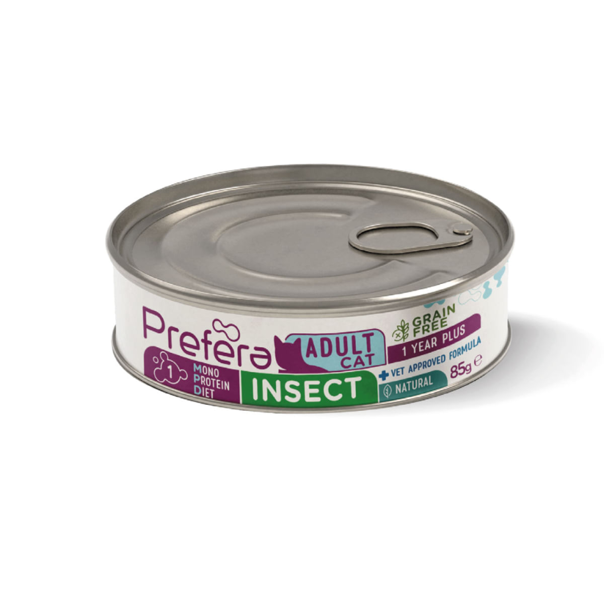 PREFERA MPD, Insecte, dietă veterinară, conservă hrană umedă monoproteică fără cereale pisici, (în suc propriu), 85g