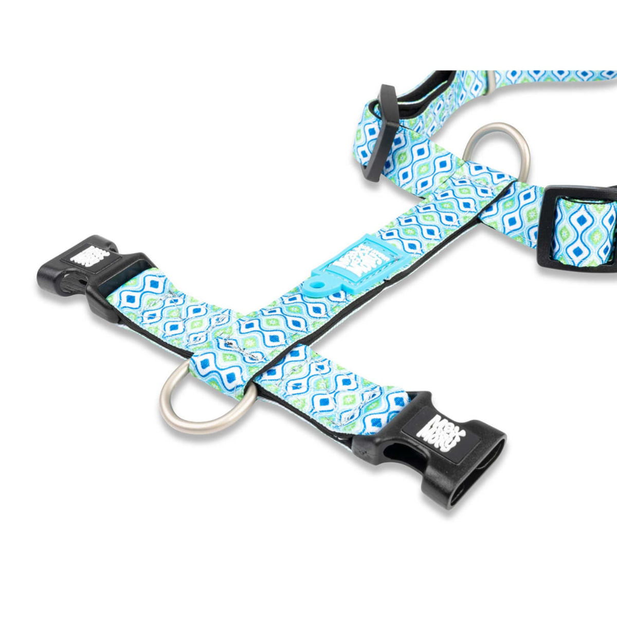 MAX &amp; MOLLY Retro Blue, ham prindere dublă(piept&amp;spate) câini, poliester, bleu, cataramă trident, M(59-72 x 2cm)