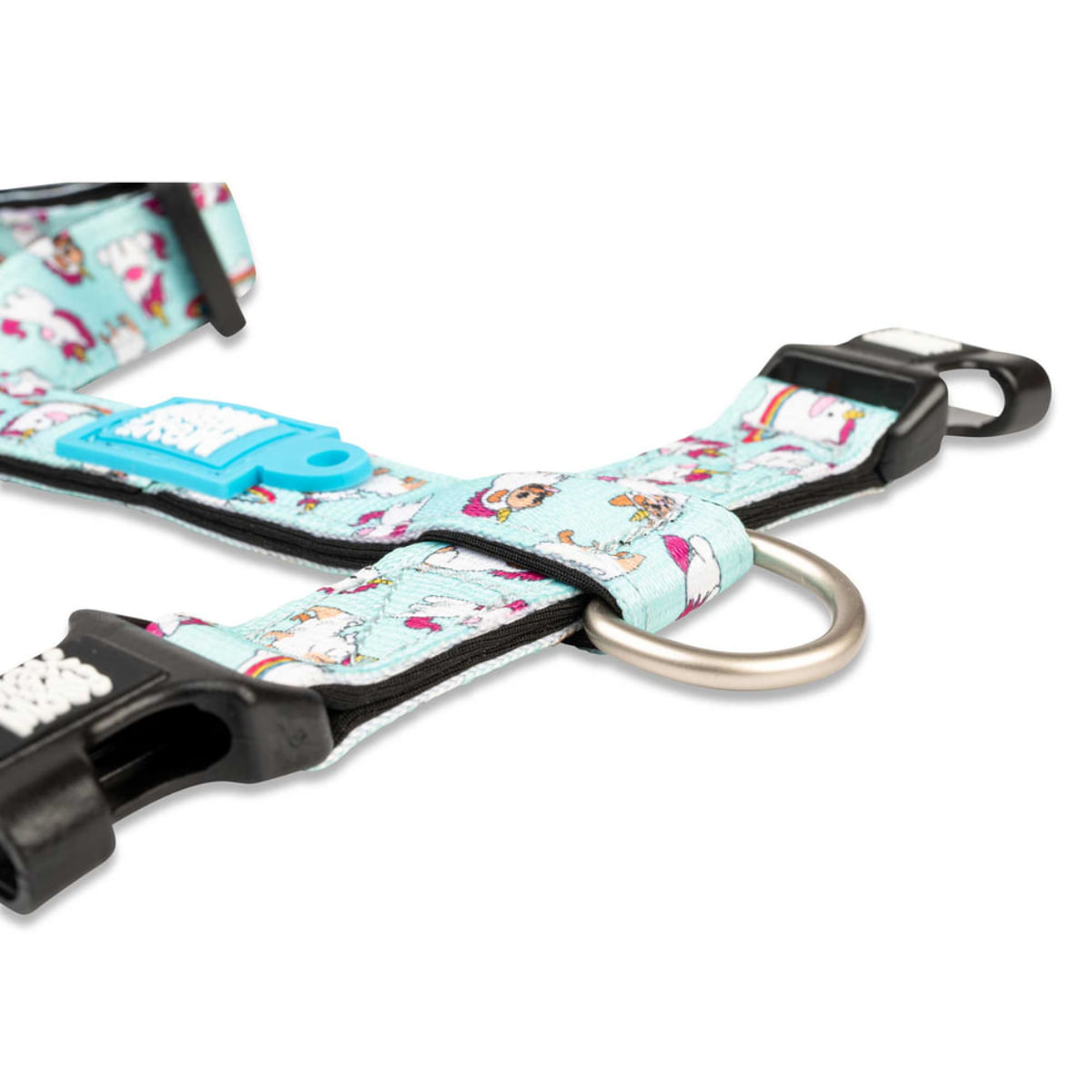 MAX &amp; MOLLY Unicorn, ham prindere dublă(piept&amp;spate) câini, poliester, bleu, cataramă trident, S(43-53 x 1.5cm)