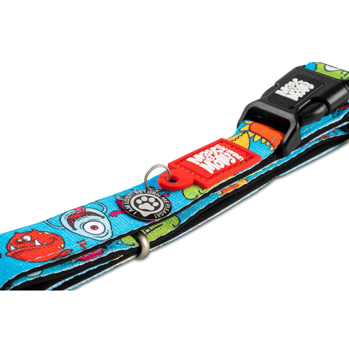 MAX &amp; MOLLY Smart ID Little Monsters, zgardă câini, ajustabilă, poliester, albastru, cataramă trident, M(34-55 x 2cm)