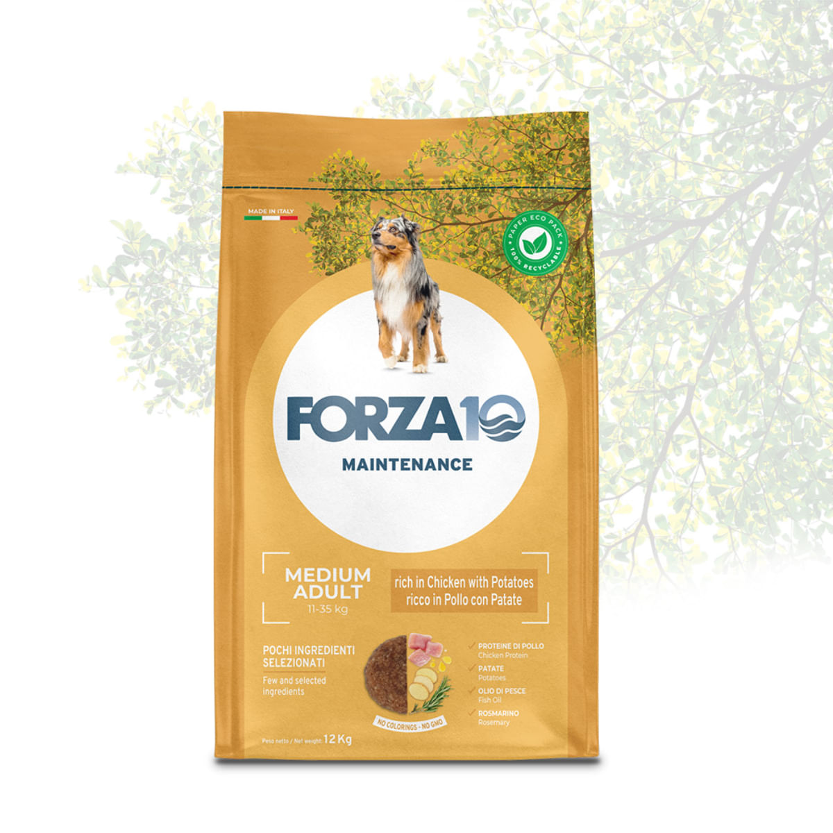 FORZA10 Maintenance Medium Adult, M, Pui și Cartofi, hrană uscată câini, 12kg
