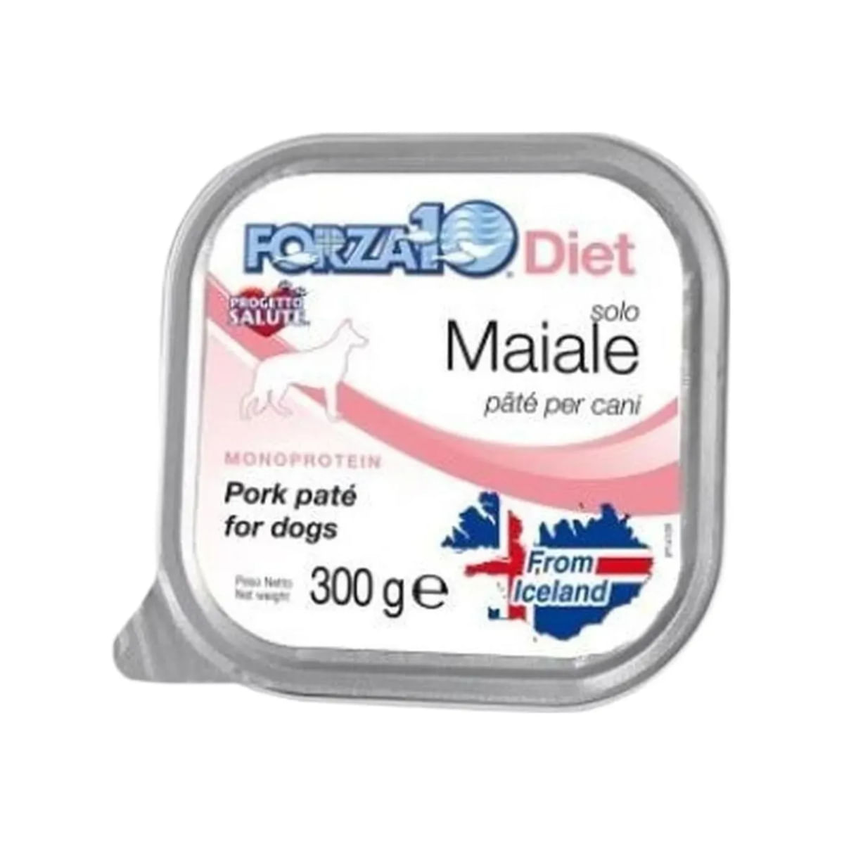 FORZA10 Monodiet Solo, XS-XL, Porc, dietă veterinară, tăviță hrană umedă monoproteică câini, alergii, (pate), 300g