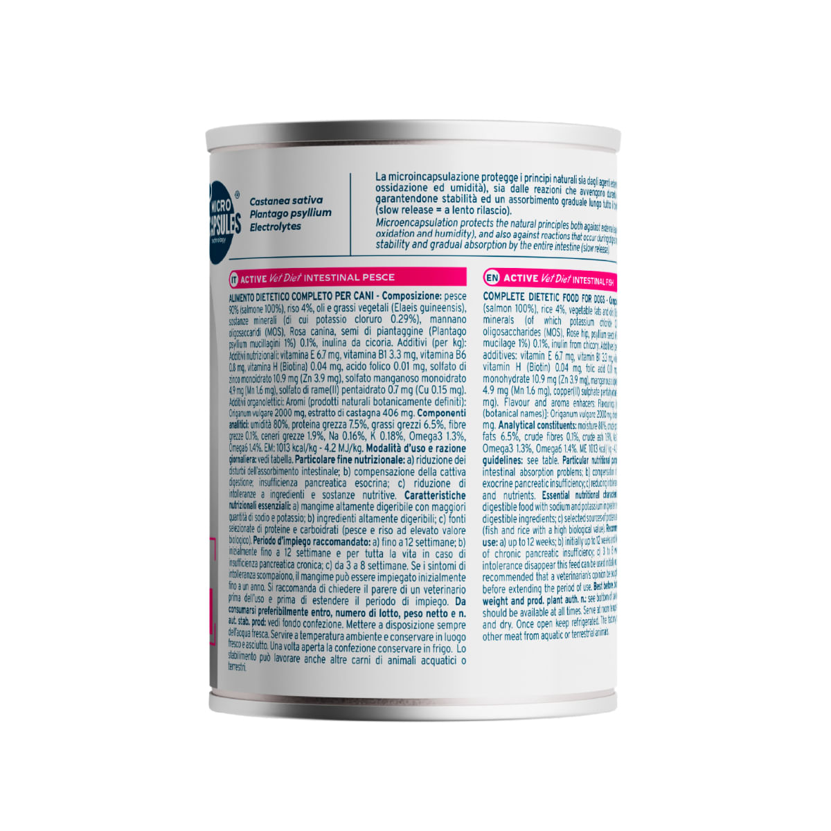 FORZA10 Active VetDiet Intestinal, XS-XL, Pește, dietă veterinară, conservă hrană umedă câini, sistem digestiv, (pate), 390g
