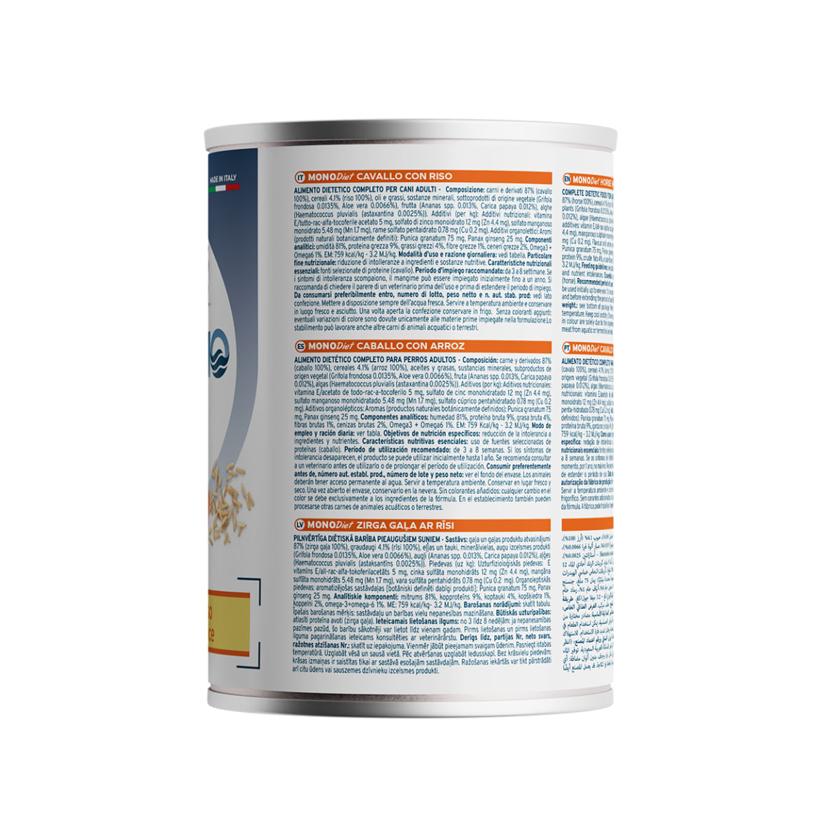 FORZA10 Monodiet, XS-XL, Cal și Orez, dietă veterinară, conservă hrană umedă monoproteică câini, alergii, (pate), 400g