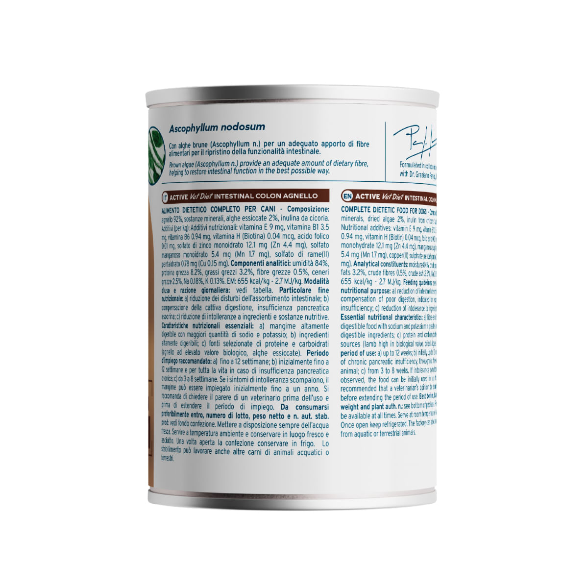 FORZA10 Active VetDiet Intestinal Colon, XS-XL, Miel, dietă veterinară, conservă hrană umedă monoproteică câini, sistem digestiv, (pate), 390g