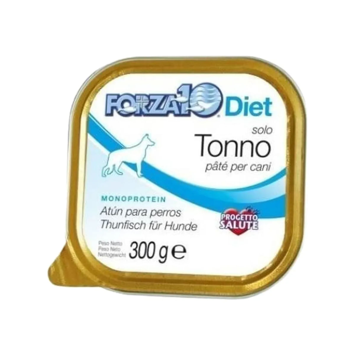 FORZA10 Monodiet Solo, XS-XL, Ton, dietă veterinară, tăviță hrană umedă monoproteică câini, alergii, (pate), 300g