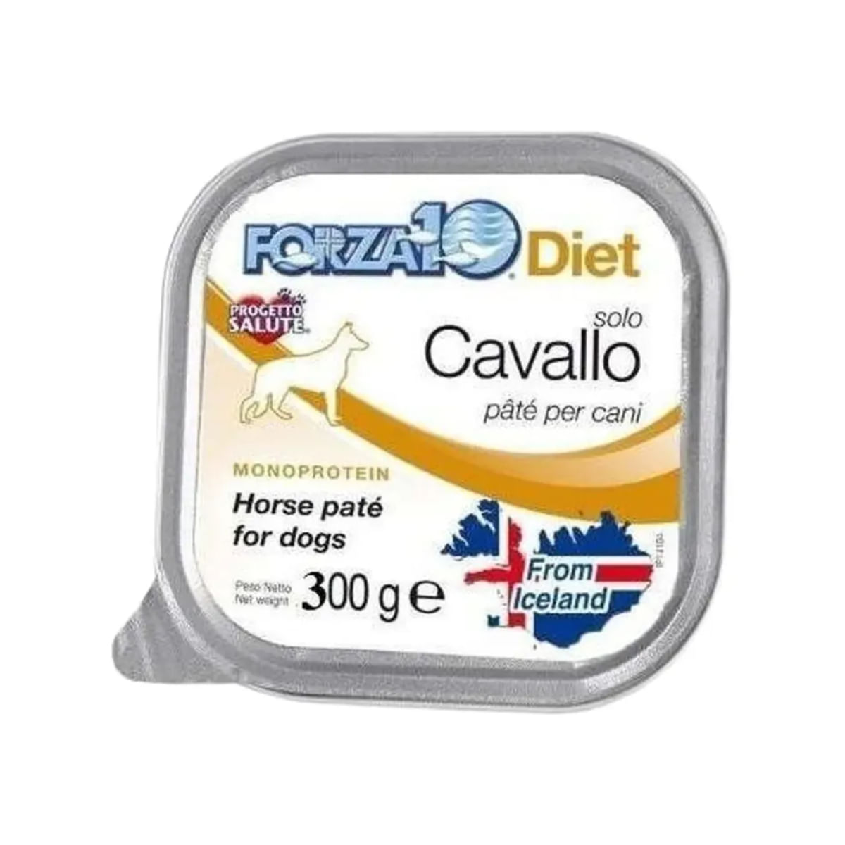 FORZA10 Monodiet Solo, XS-XL, Cal, dietă veterinară, tăviță hrană umedă monoproteică câini, alergii, (pate), 300g