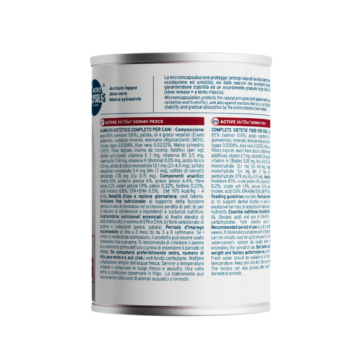 FORZA10 Active VetDiet Dermo, XS-XL, Pește, dietă veterinară, conservă hrană umedă monoproteică fără cereale câini, piele &amp; blană, (pate), 390g