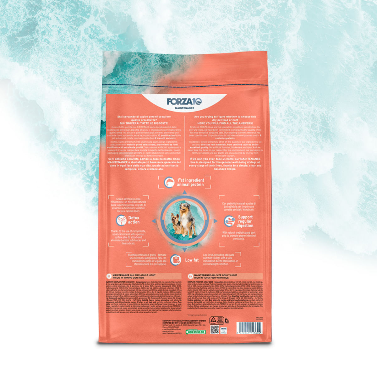 FORZA10 Maintenance Light XS-XL, Ton și Orez, hrană uscată câini, obezitate, 12kg