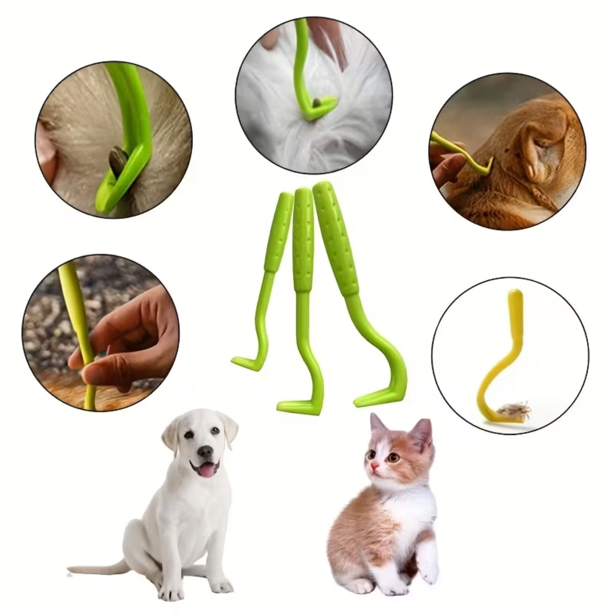 AMEEA Pet Tick Trap Set, accesoriu antiparazitar câini și pisici XS-XL, dispozitiv extracție capușe, verde, 3buc AMEEA Pet Tick Trap Set, accesoriu antiparazitar câini și pisici XS-XL dispozitiv extracție capușe, verde, 3buc
