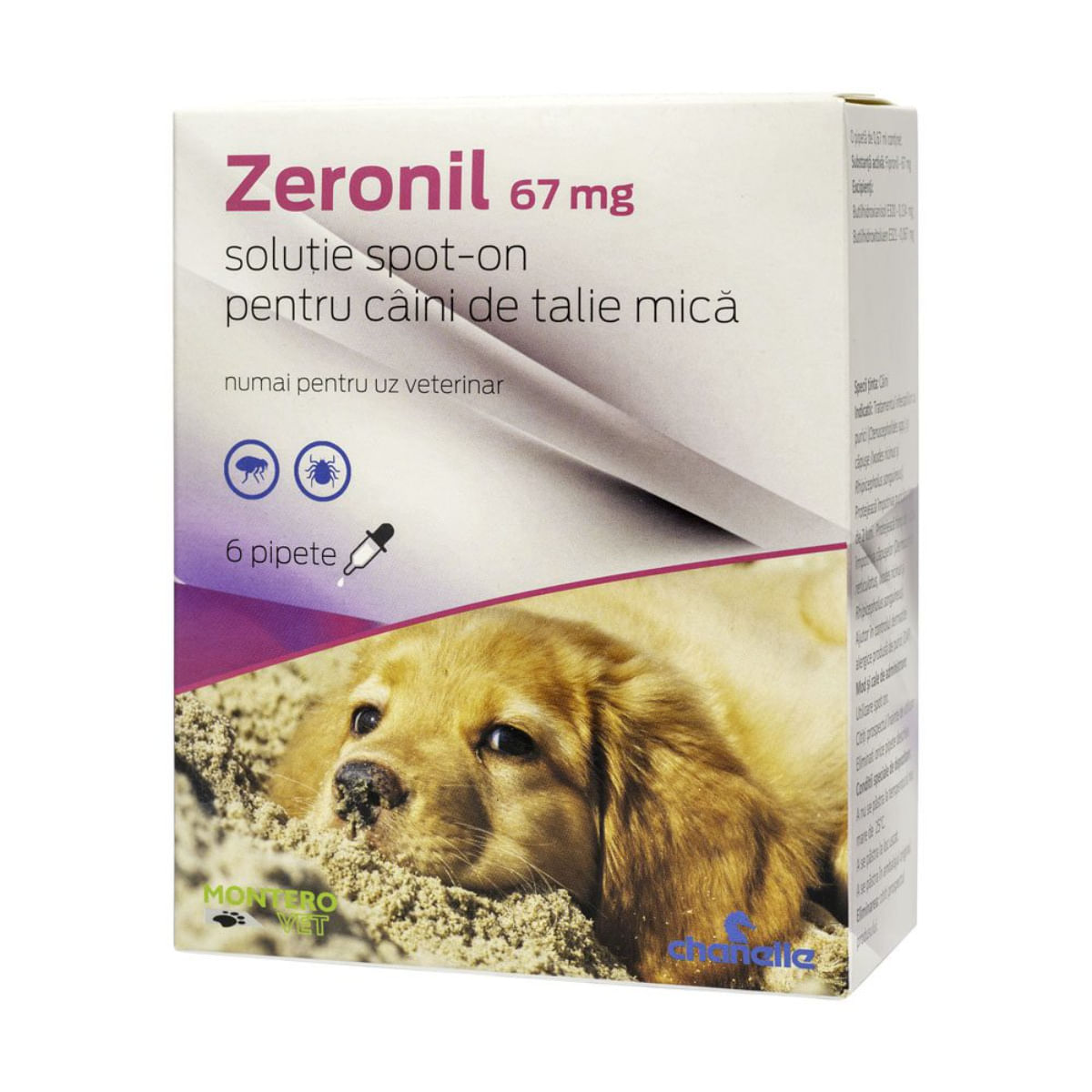 ZERONIL, deparazitare externă câini, pipete ZERONIL, deparazitare externă câini, XS-S(2 - 10kg), pipete, 67mg x 6buc