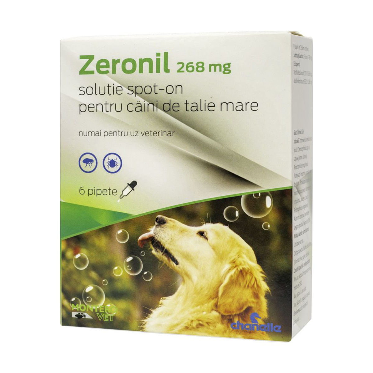 ZERONIL, deparazitare externă câini, pipete ZERONIL, deparazitare externă câini, M-XL(20 - 40kg), pipete, 268mg x 6buc