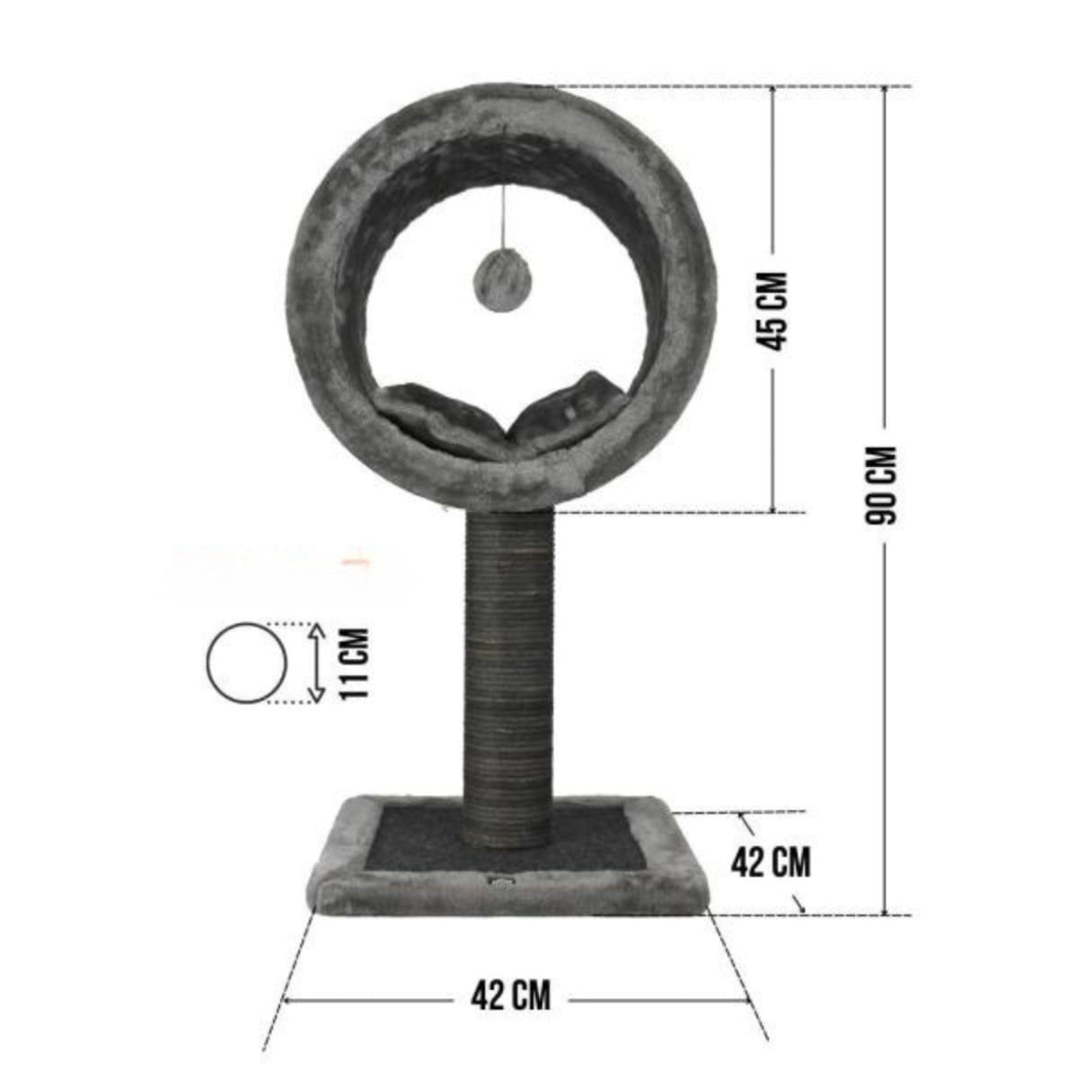 SHAW Bordo, ansamblu de joacă pisici, 1 etaj, MDF și pluș, elemente de zgâriat, elemente atârnate, maro, 42x42x90cm