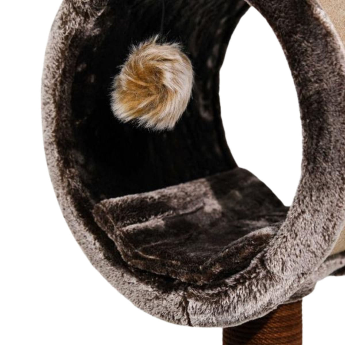 SHAW Bordo, ansamblu de joacă pisici, 1 etaj, MDF și pluș, elemente de zgâriat, elemente atârnate, maro, 42x42x90cm