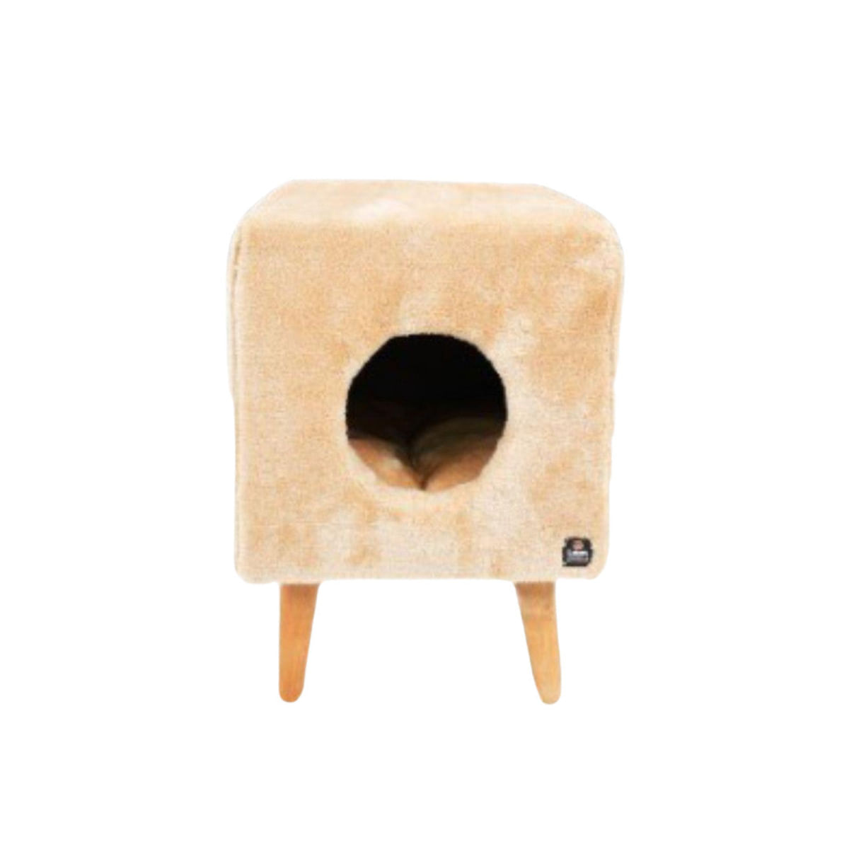 SHAW Linz taburet & culcuș integrat, căsuța pătrată pisici, MDF, bej, 35x35x50cm